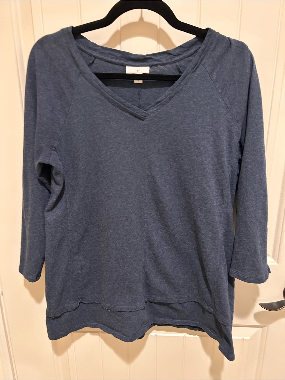 J. Jill Blue V-Neck 3/4 Sleeve Top